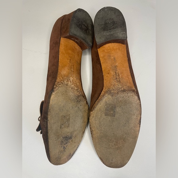 Salvatore Ferragamo Vintage Brown Suede Women’s Loafer Heel Fringe Bow Size 9 - Picture 8 of 16